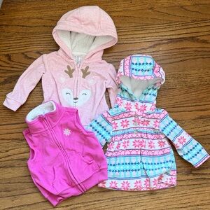 Carters Pink and Multicolor Baby Hoodie/vest bundle